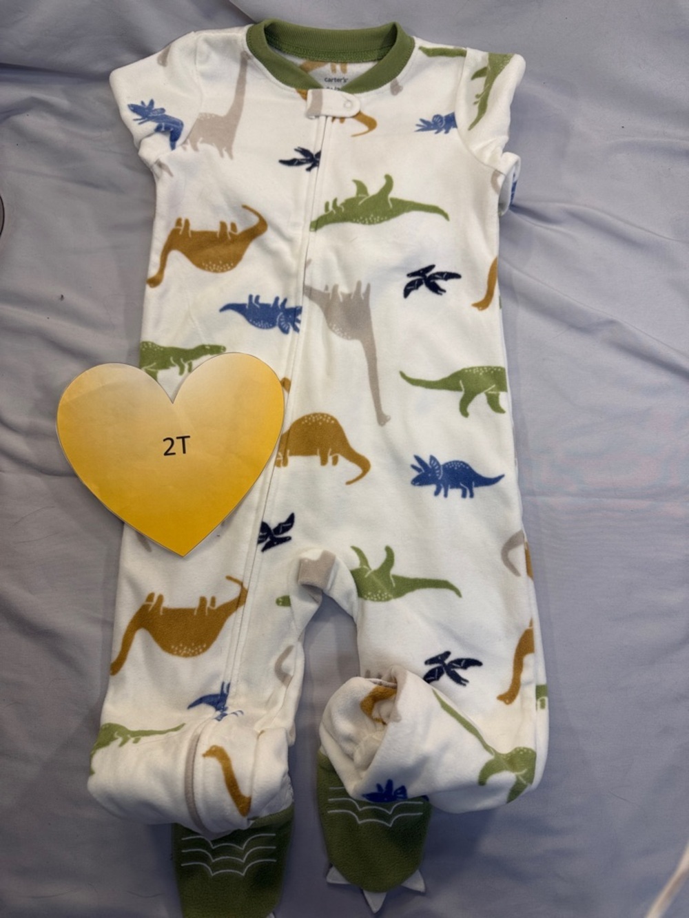 Carter's - 2T - NWOT Dinosaur Print Fleece Onesie Sleeper